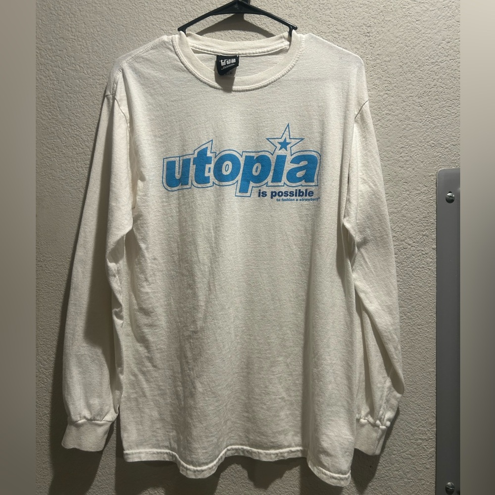 To Fashion a Strawberry - Utopia is Possible White Long Sleeve Tee Unisex Sz M
